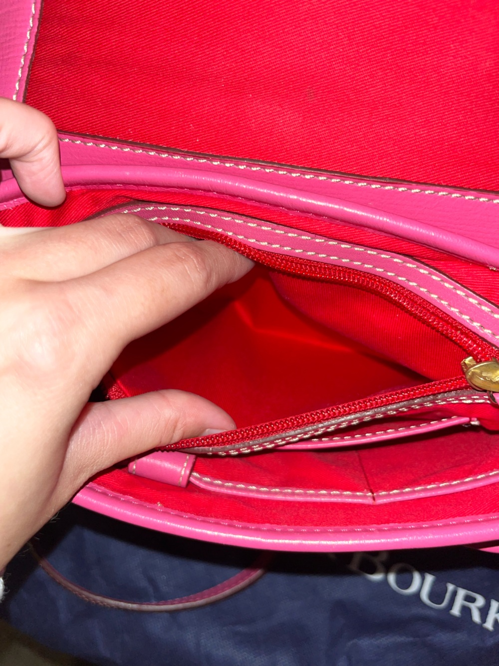 Dooney & Bourke Hot Pink Embossed Leather Crossbody - Picture 5 of 7